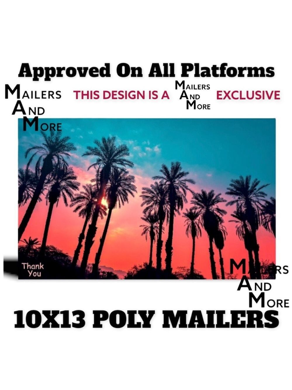 25 10X13 Poly Mailers Twilight Palms PRICE IS FIRM - Picture 4 of 8